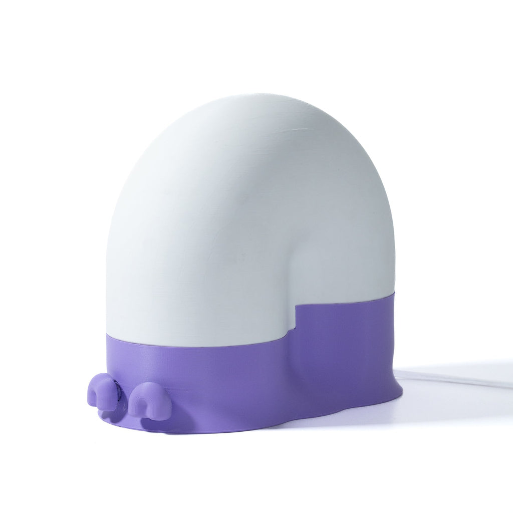 White and purple lamp on a white background